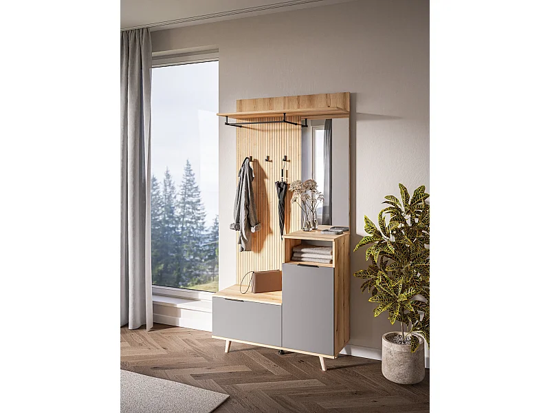 Mueble de entrada Nordic C roble evoke / tabilla / grafito 100 cm