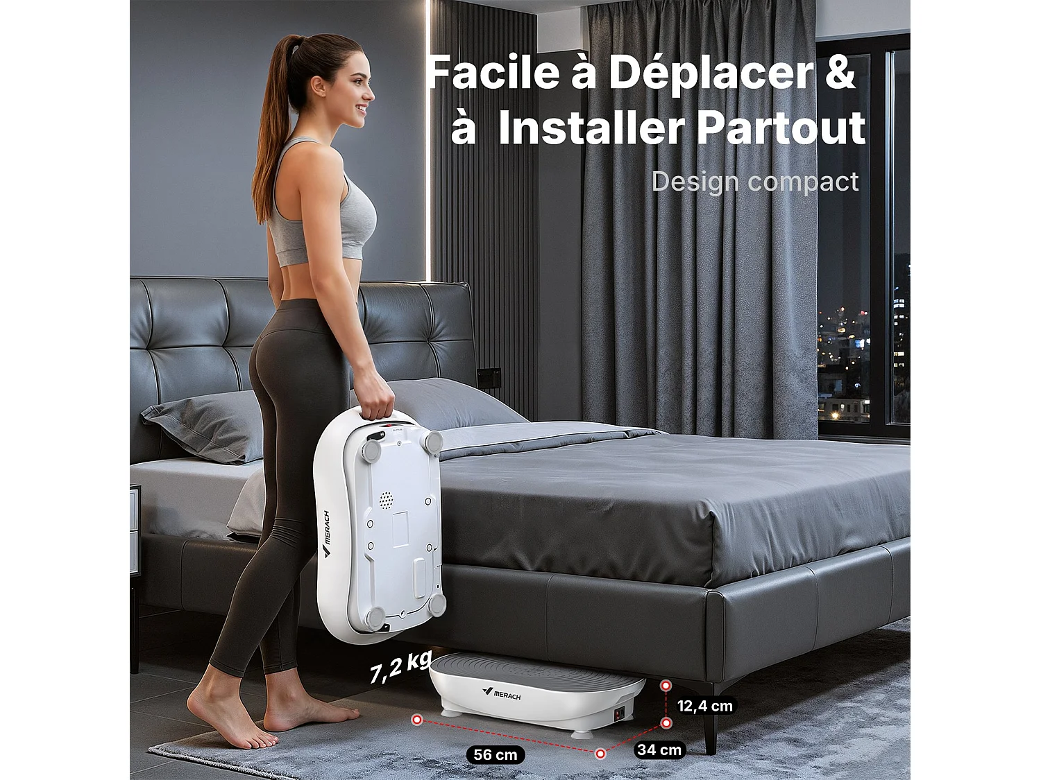 Plateforme Vibrante MERACH, 99 Niveaux, Bluetooth, Télécommande, LED, Perte de Poids, Tonification Musculaire, Exercice Complet, Double Mode, 158KG