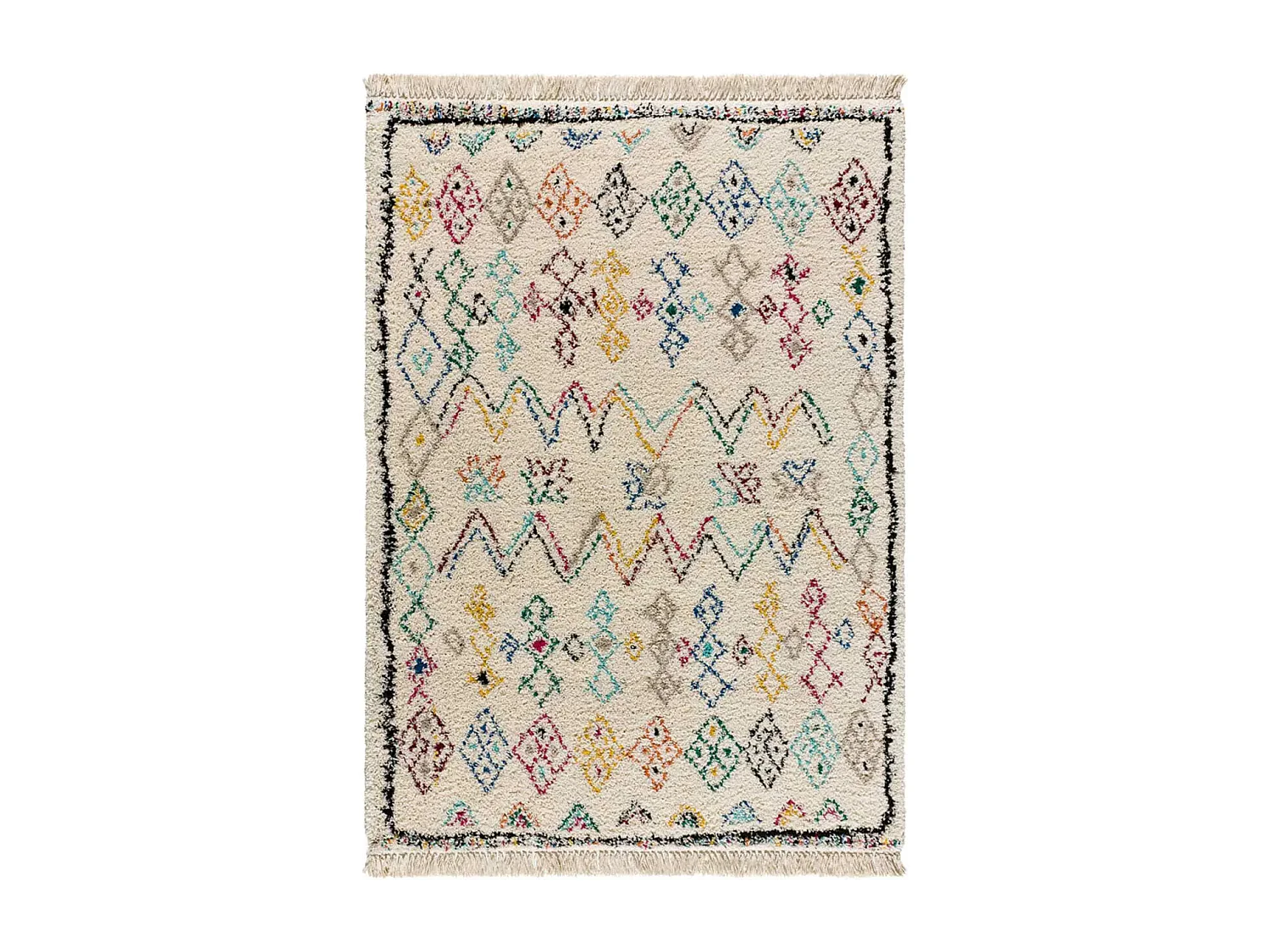 Hochflorteppich - berber - weiß - 80x150 cm - YEBEL