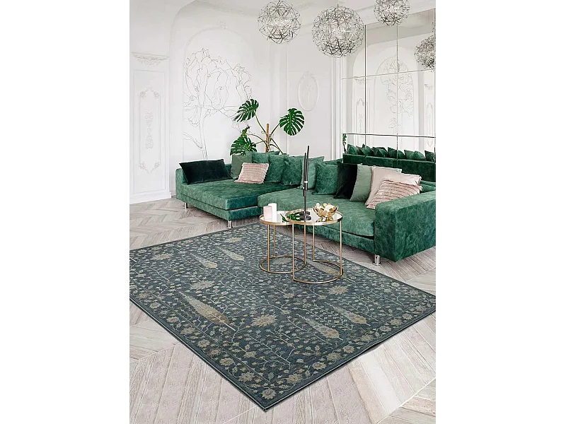 Kurzflorteppich - vintage - blau - 120x170 cm - VINTAGE