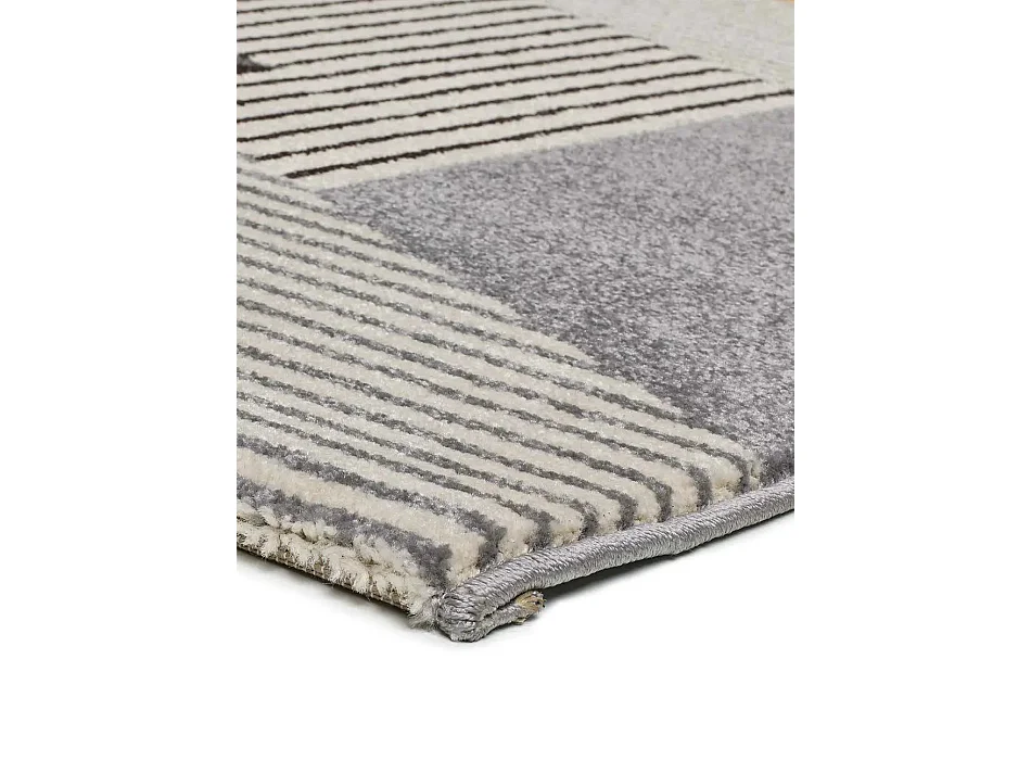 Kurzflorteppich - geometrisch - grau - 140x200 cm - LEO