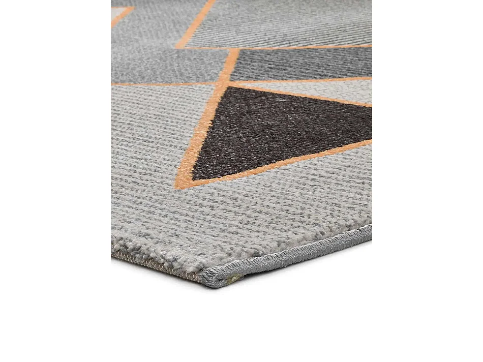 Kurzflorteppich - geometrisch - grau - 160x230 cm - LEO