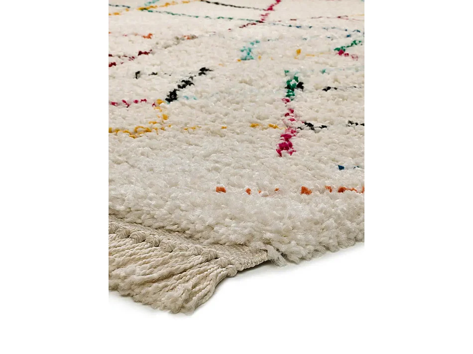 Hochflorteppich - ethnisch - weiß - 80x150 cm - YEBEL