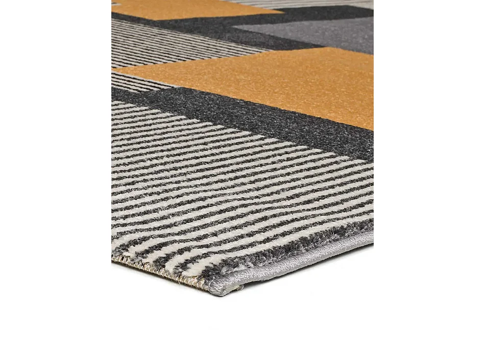 Kurzflorteppich - geometrisch - grau - 80x150 cm - LEO