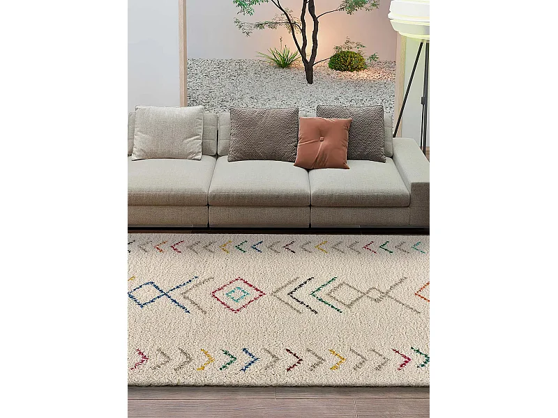 Hochflorteppich - berber - weiß - 120x170 cm - ZIRI