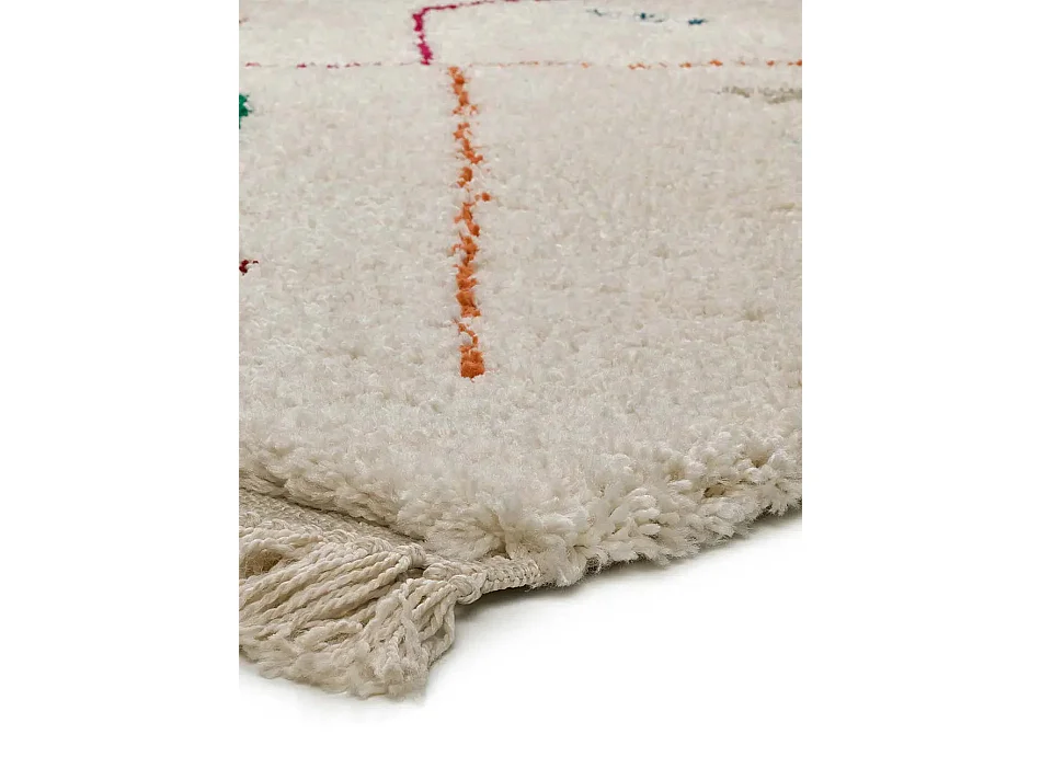 Hochflorteppich - ethnisch - weiß - 135x190 cm - YEBEL