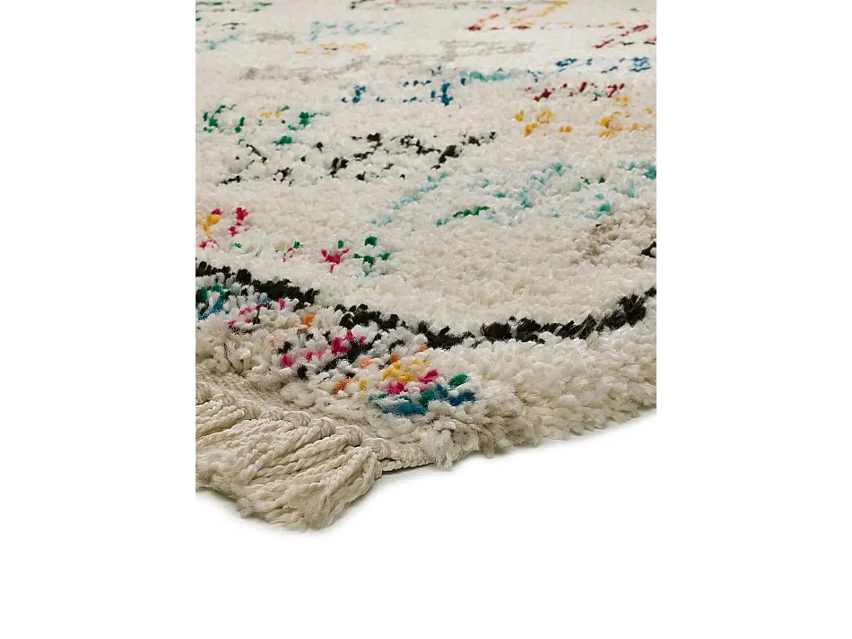 Hochflorteppich - berber - weiß - 135x190 cm - YEBEL