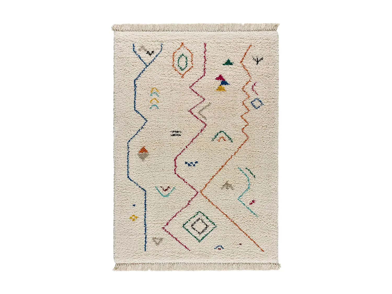 Hochflorteppich - ethnisch - weiß - 160x230 cm - YEBEL