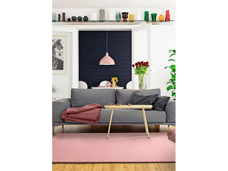 Kurzflorteppich - einfarbiger - rosa - 190x290 cm - BERNA