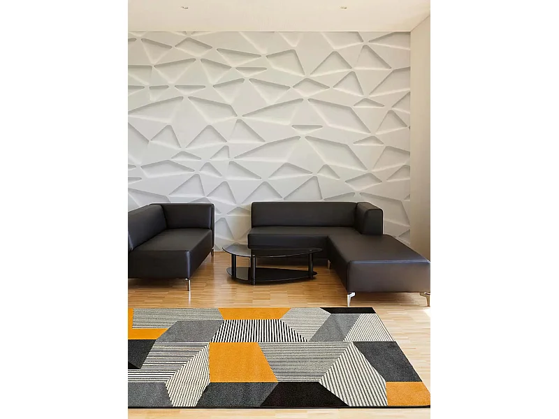 Kurzflorteppich - geometrisch - grau - 160x230 cm - LEO