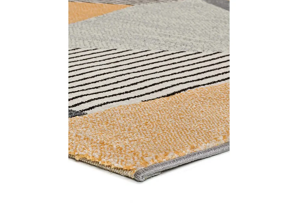 Kurzflorteppich - geometrisch - grau - 60x120 cm - GLADYS