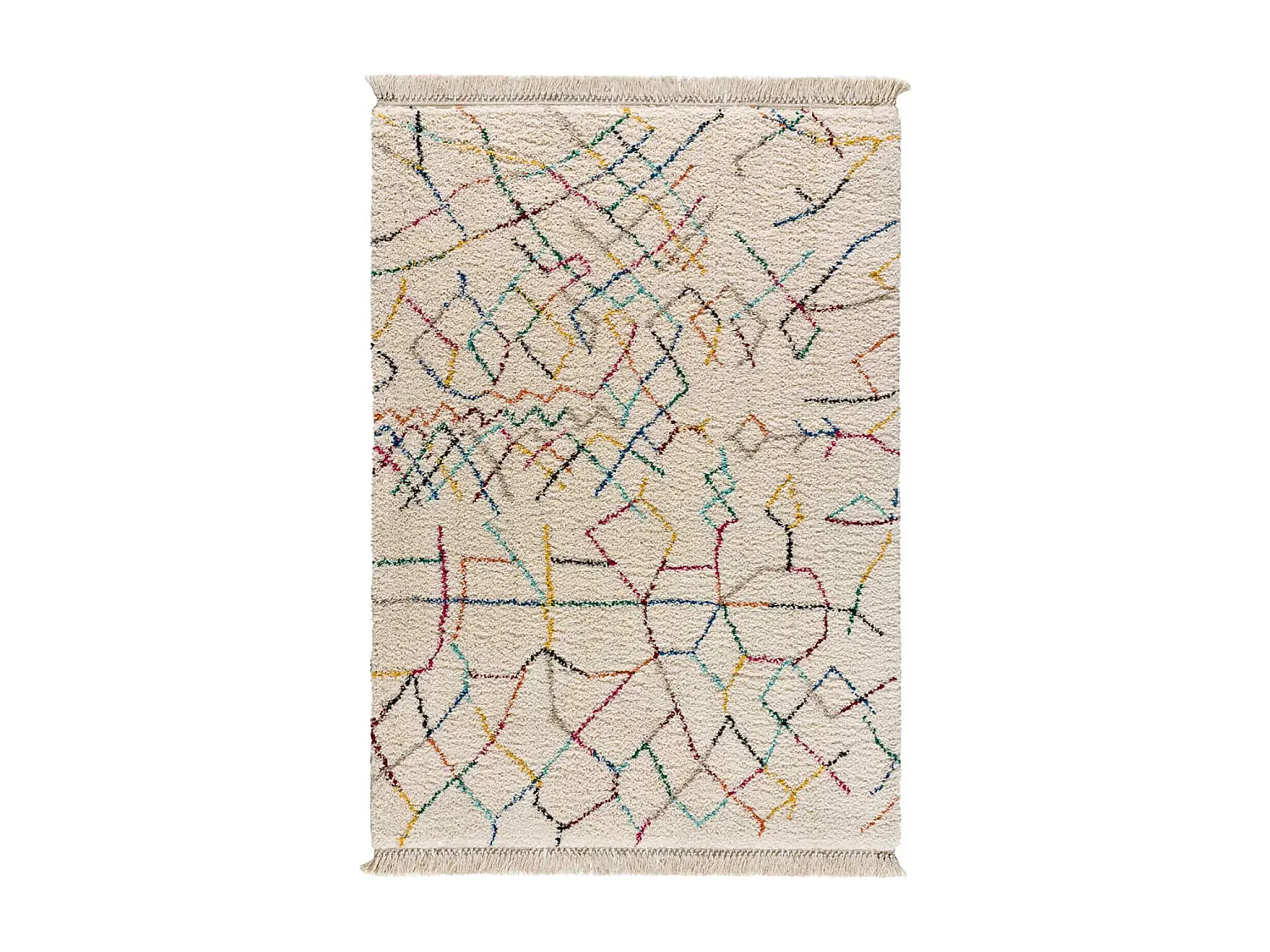 Hochflorteppich - ethnisch - weiß - 135x190 cm - YEBEL