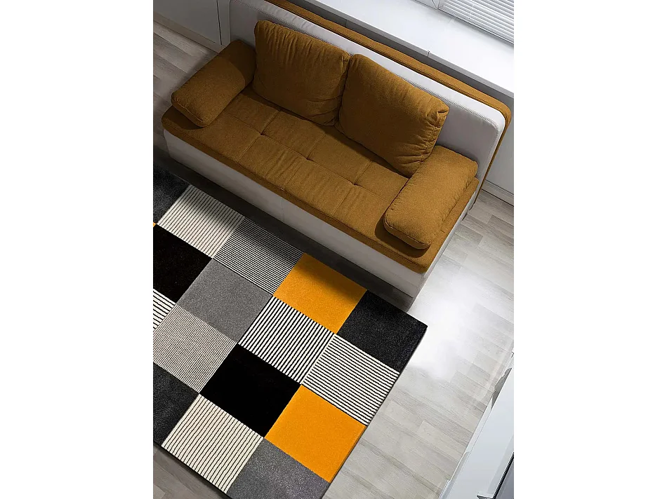 Kurzflorteppich - geometrisch - grau - 80x150 cm - GLADYS