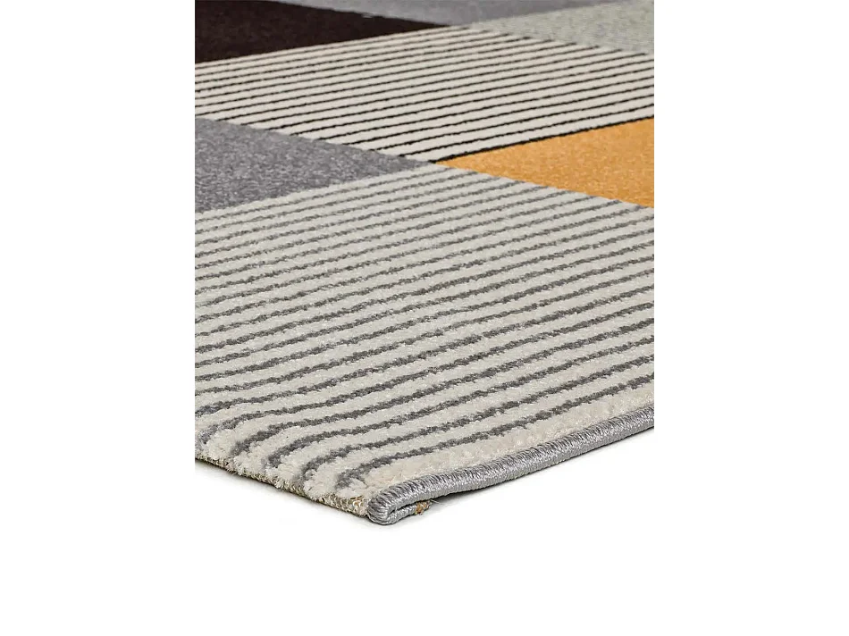 Kurzflorteppich - geometrisch - grau - 80x150 cm - GLADYS