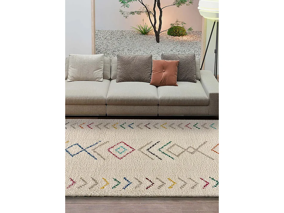 Hochflorteppich - berber - weiß - 160x230 cm - ZIRI