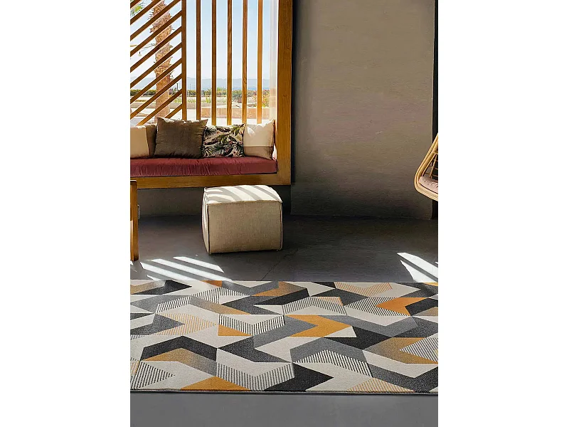 Kurzflorteppich - geometrisch - grau - 160x230 cm - GLADYS