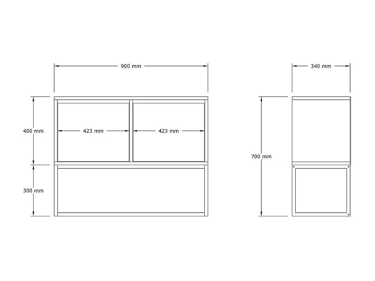 Console basse avec niches de rangement, effet travertin JENA
