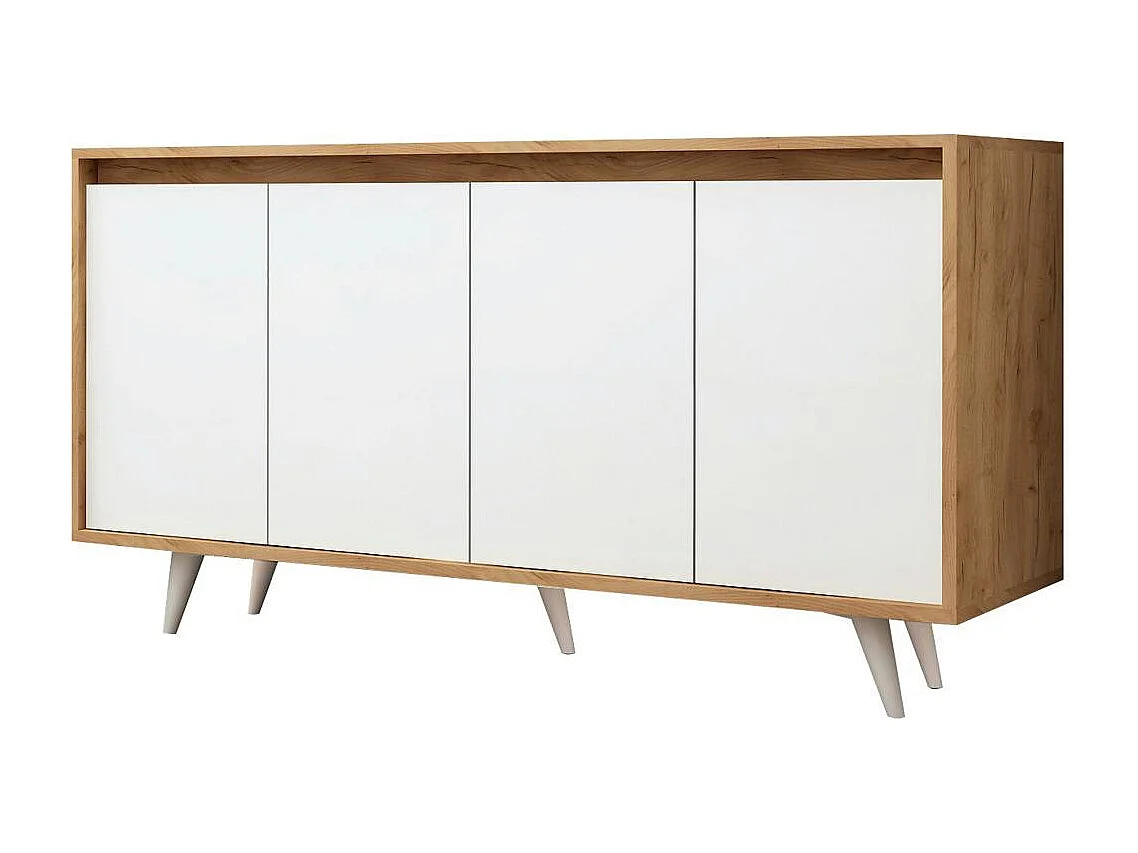 Buffet scandinave bicolore, 4 portes blanches JENA