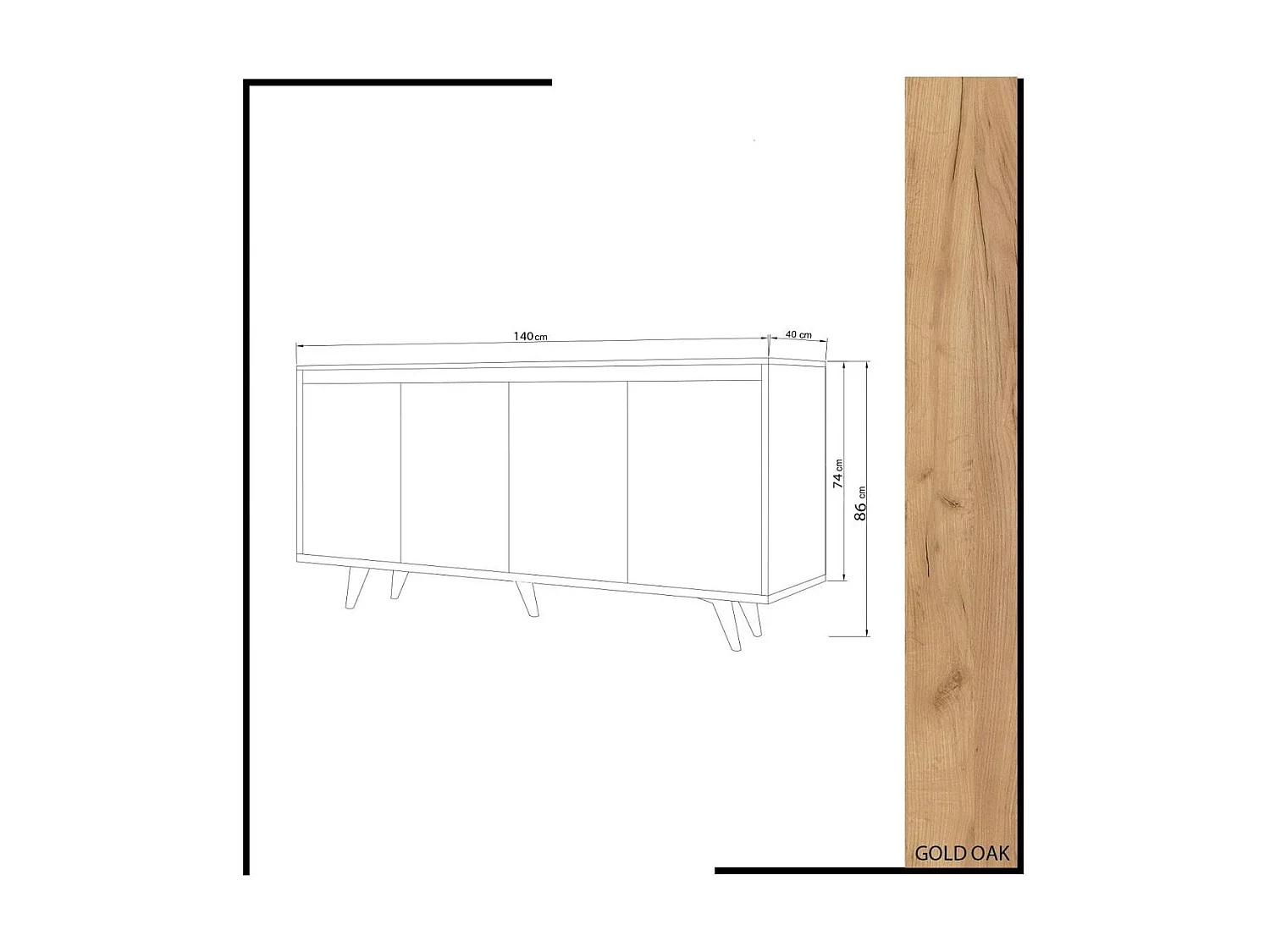 Buffet scandinave bicolore, 4 portes blanches JENA