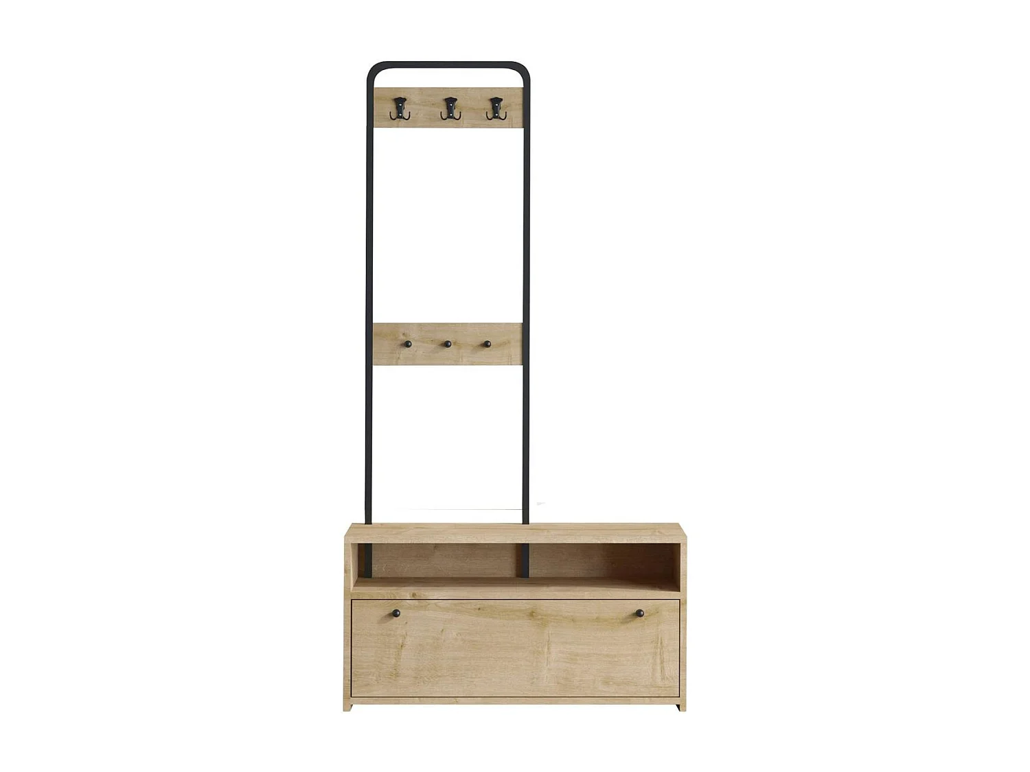 Vestiaire d’entrée 6 patères et rangement chaussures JENA