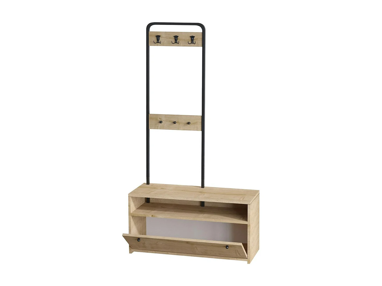 Vestiaire d’entrée 6 patères et rangement chaussures JENA