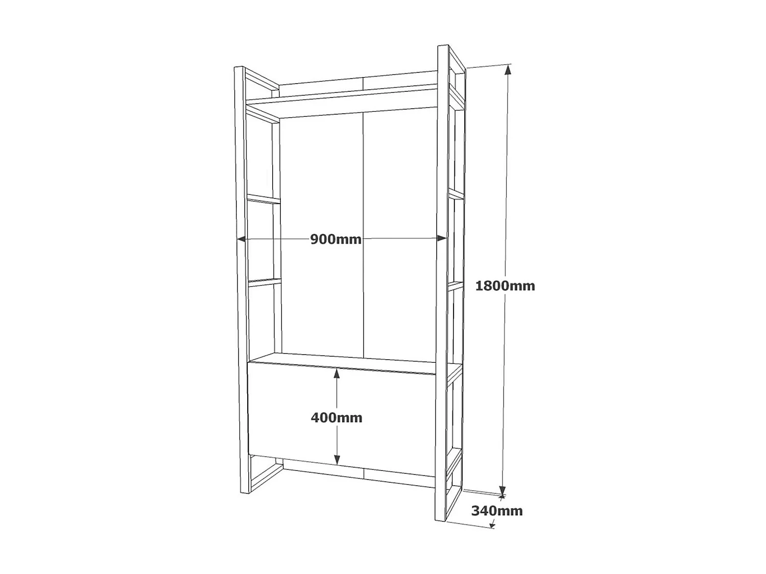 Vestiaire d'entrée rustique chic 2 miroirs 3 portes JENA