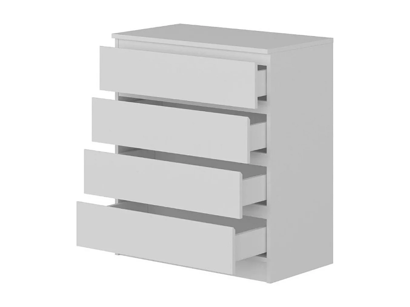 Commode blanche moderne 4 tiroirs, format compact MARFA