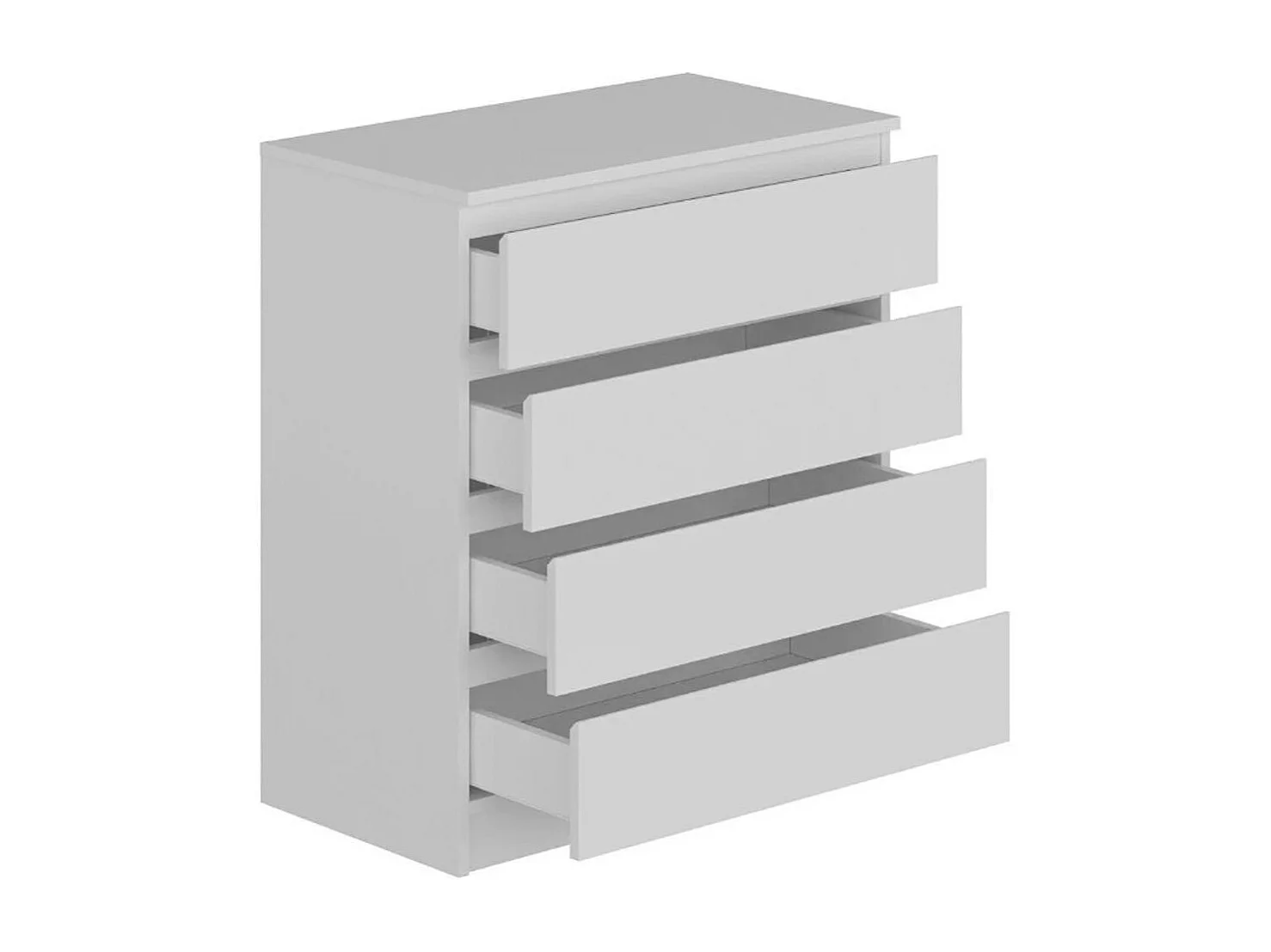 Commode blanche moderne 4 tiroirs, format compact MARFA