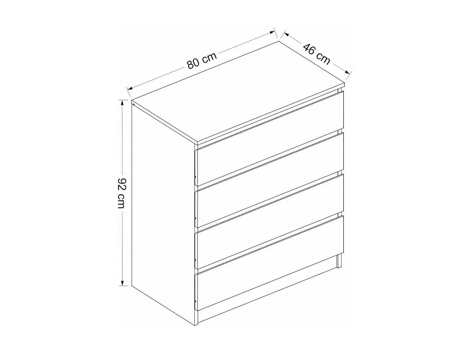Commode blanche moderne 4 tiroirs, format compact MARFA