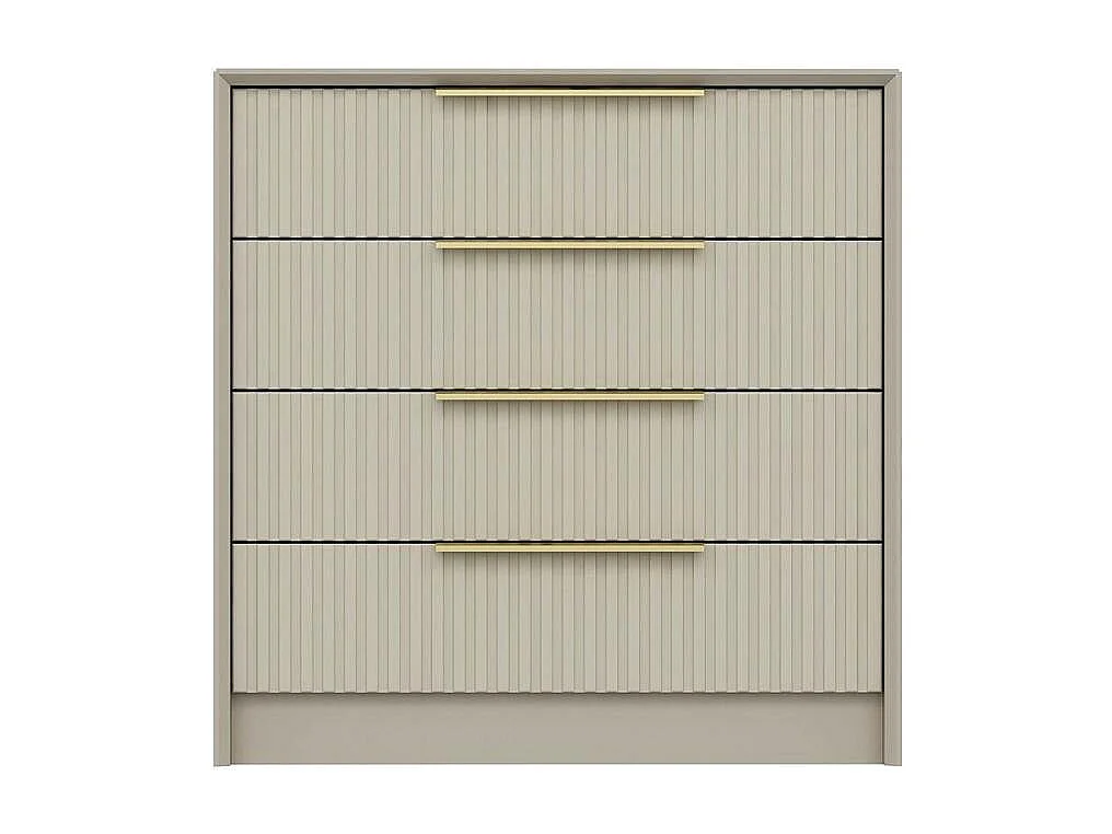 Commode moderne 4 tiroirs beige, façade rainurée BYRON