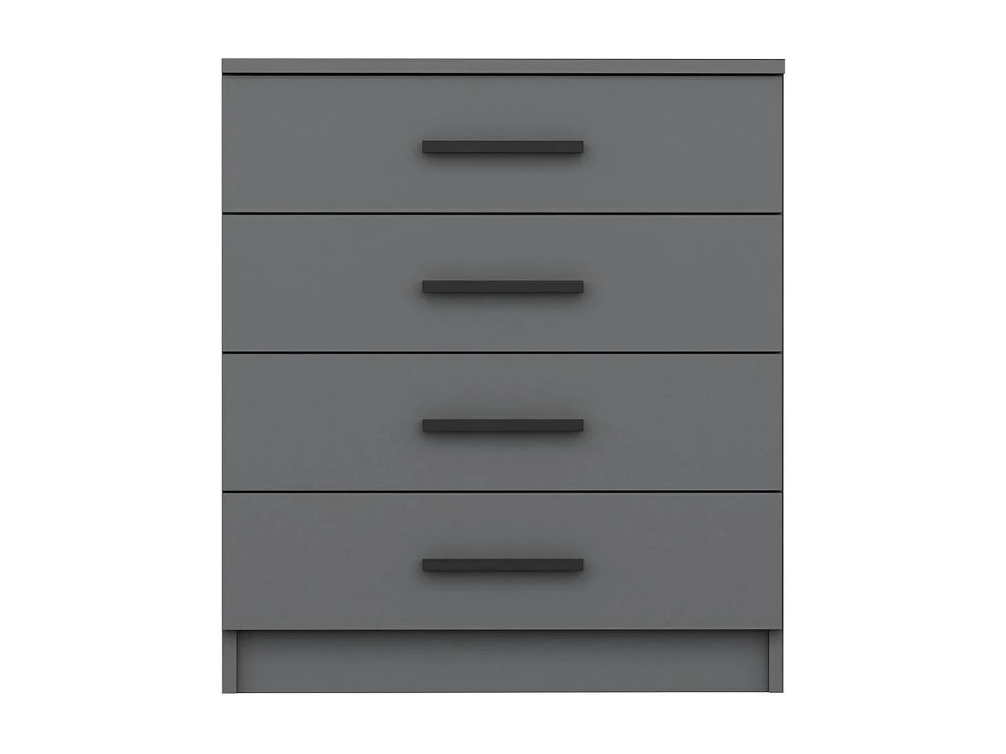 Commode grise moderne 4 tiroirs, poignées noires MARFA