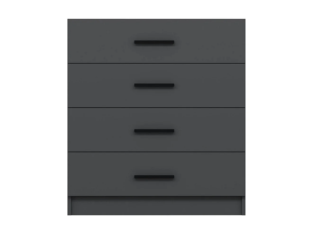 Commode de chambre grise 4 tiroirs, poignées baguettes MARFA