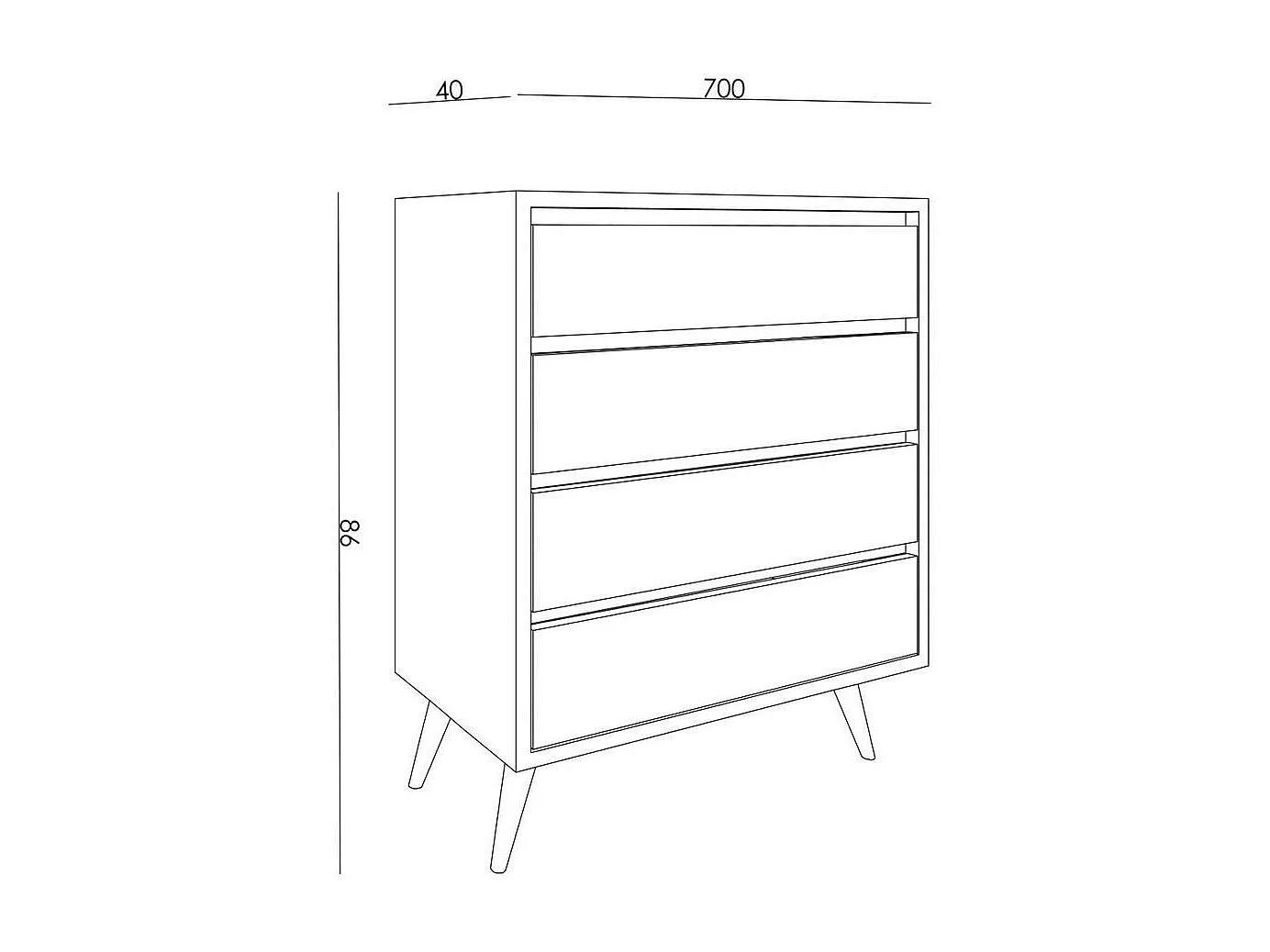 Commode moderne 4 tiroirs effet marbre, pieds noirs MARFA