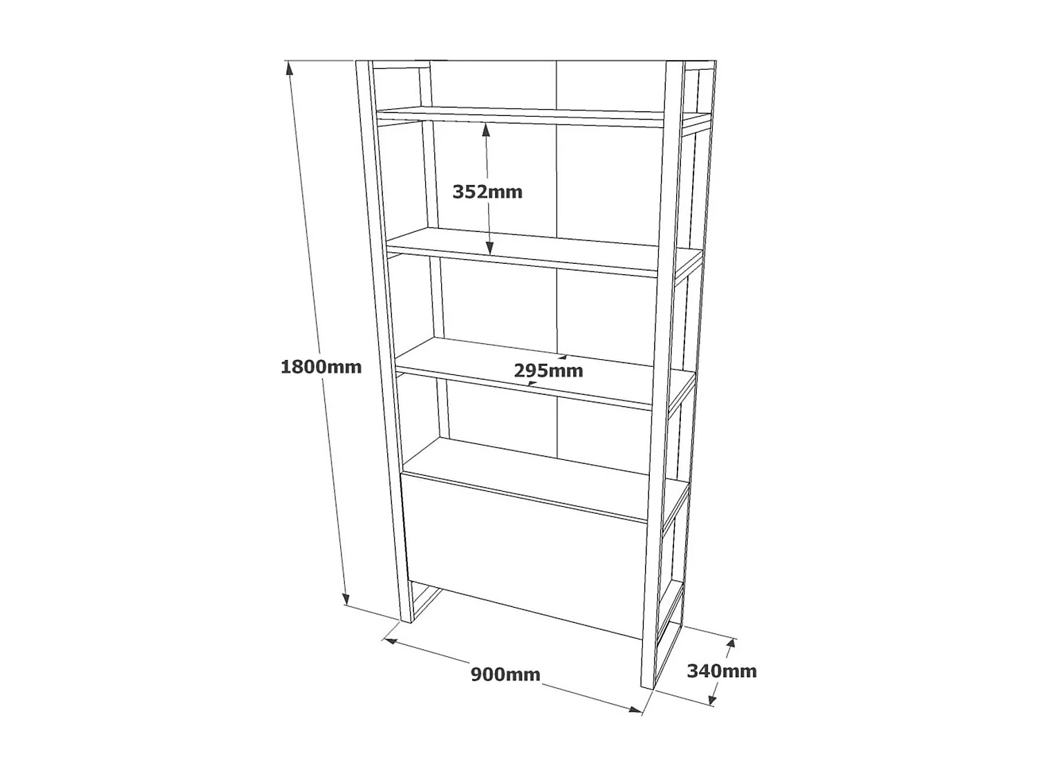 Bibliothèque de salon effet bois, 1 niche fermée JENA