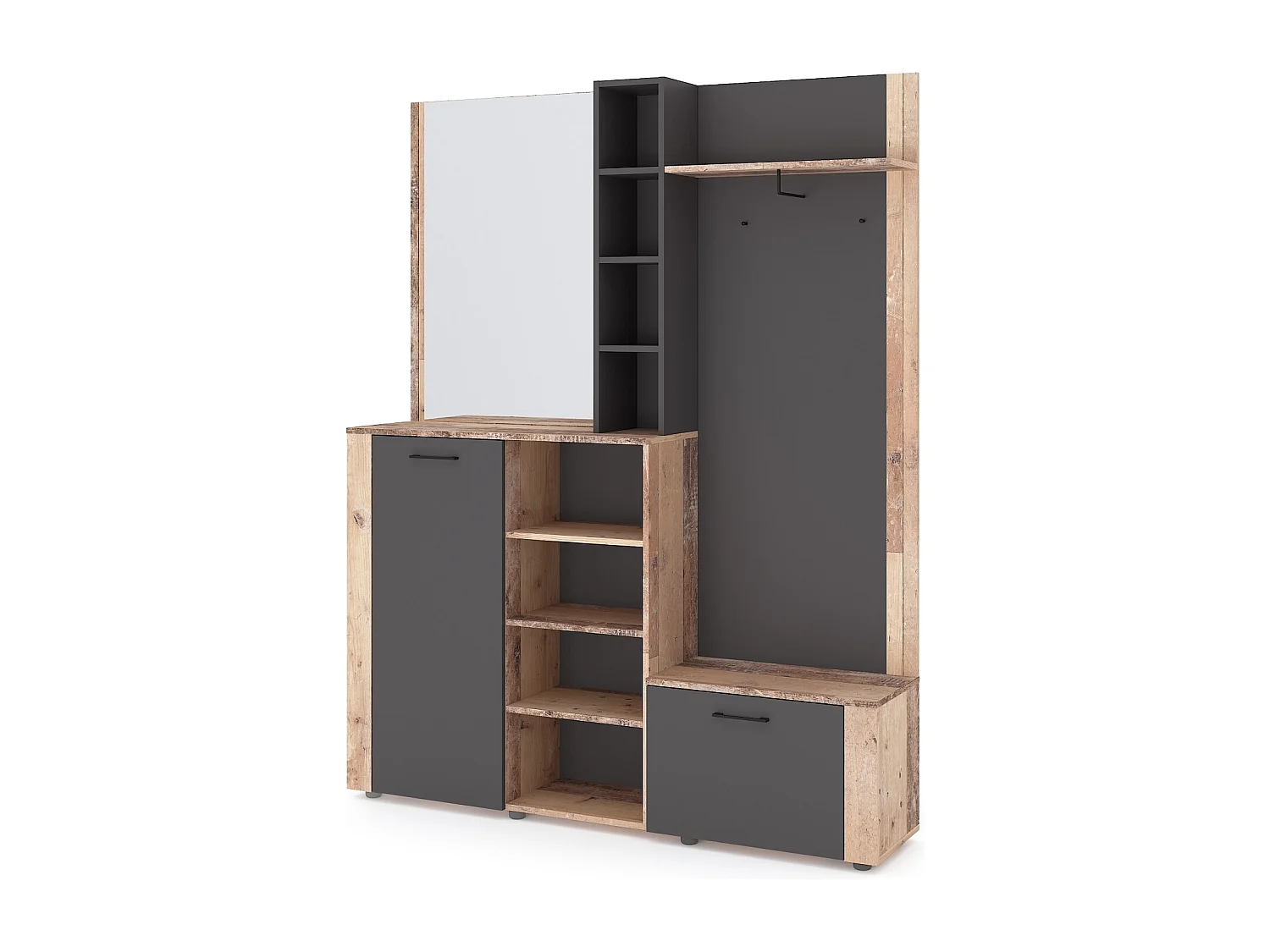 Meuble d'entrée Barry anthracite / old style light 150 cm