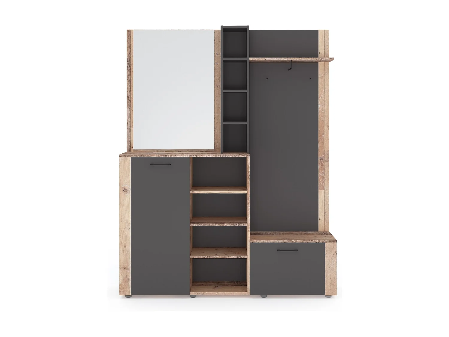 Meuble d'entrée Barry anthracite / old style light 150 cm