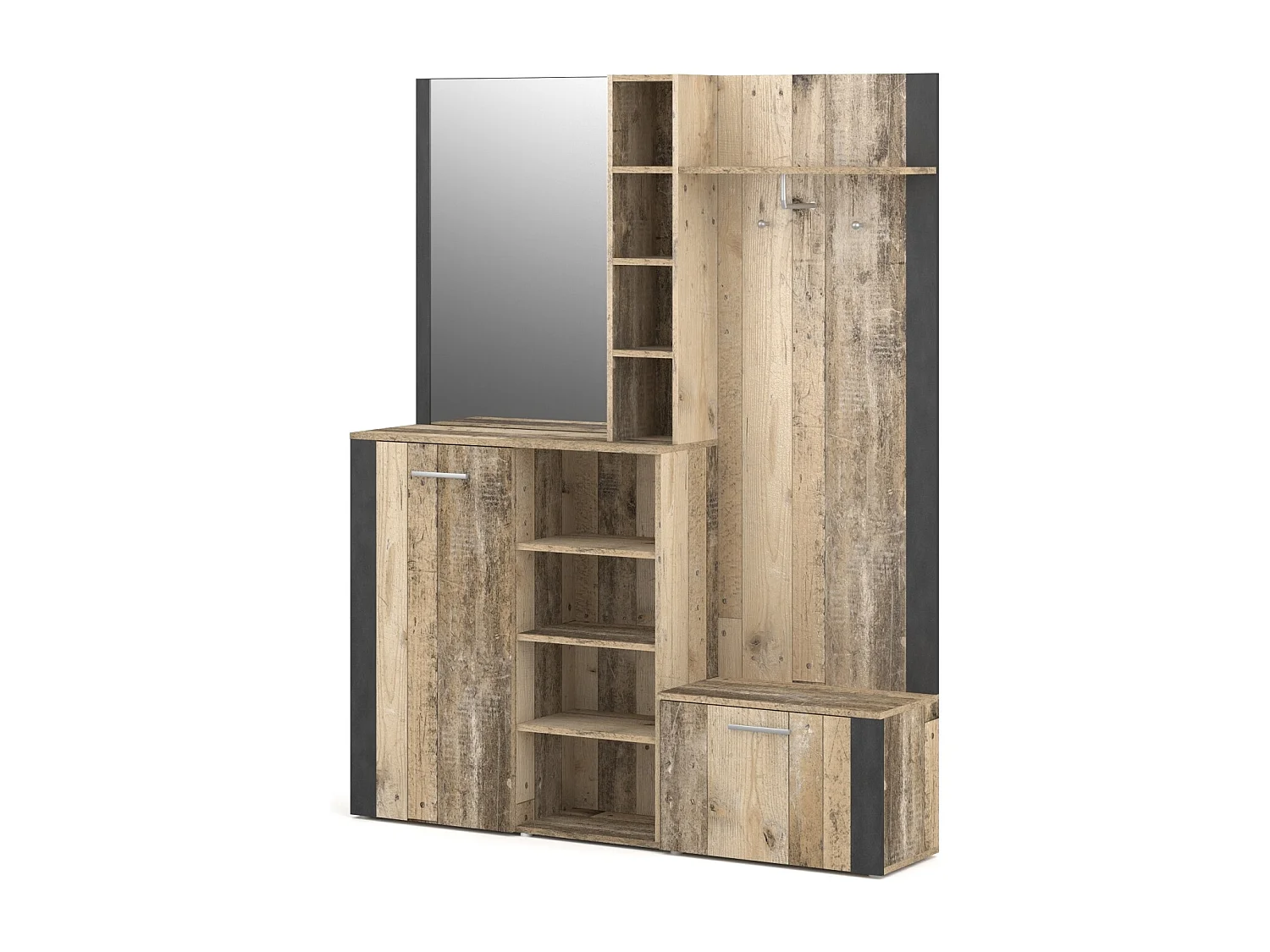 Meuble d'entrée Barry old style light / anthracite 150 cm