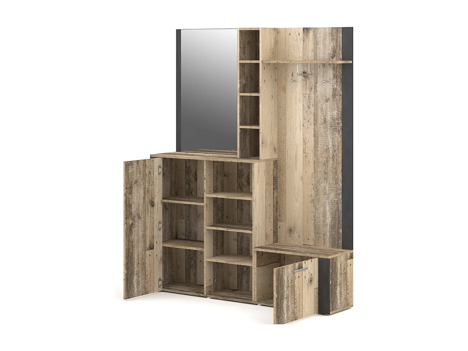 Meuble d'entrée Barry old style light / anthracite 150 cm