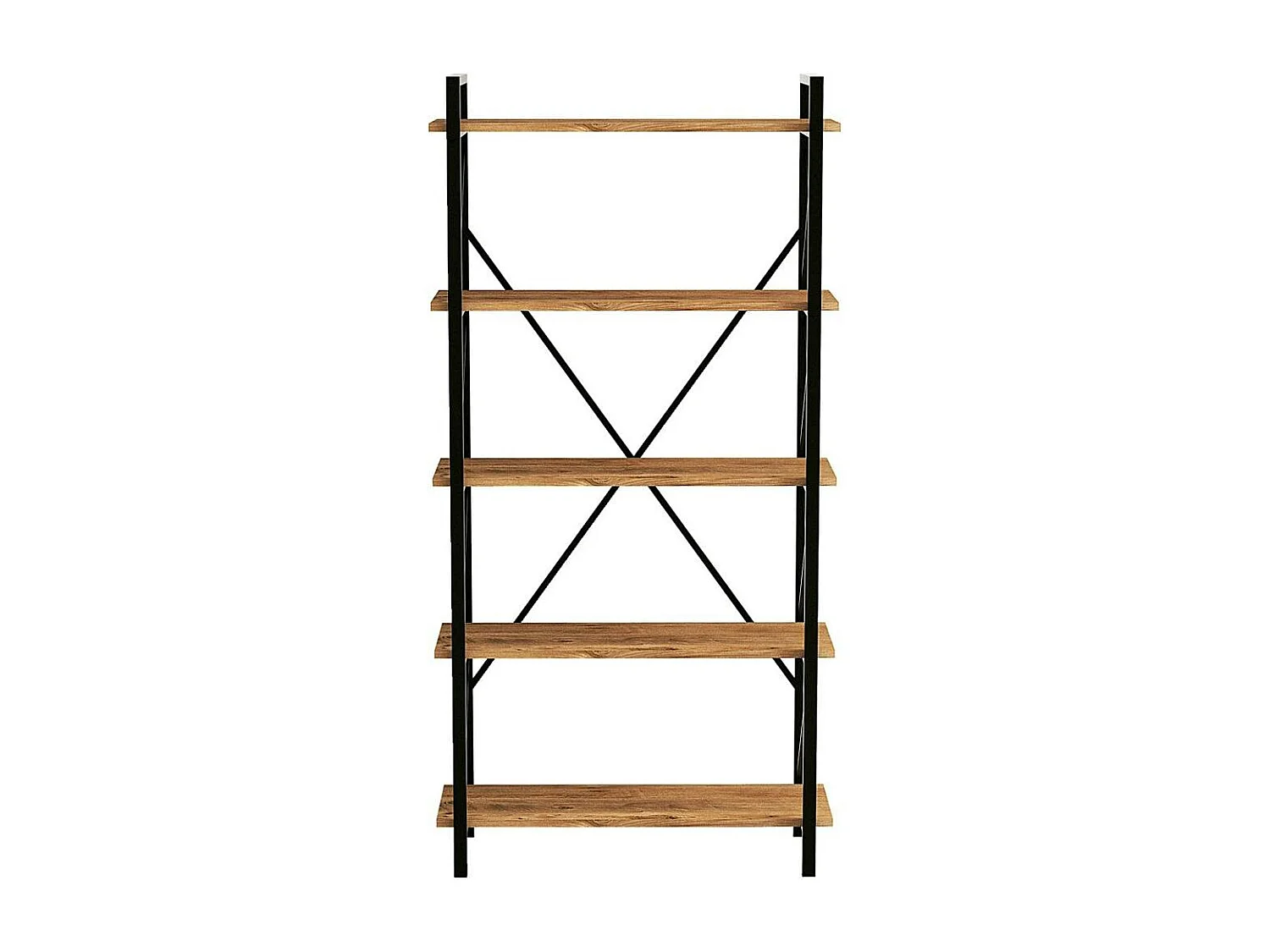 Bibliothèque industrielle à dos croisé, 5 plateaux JENA