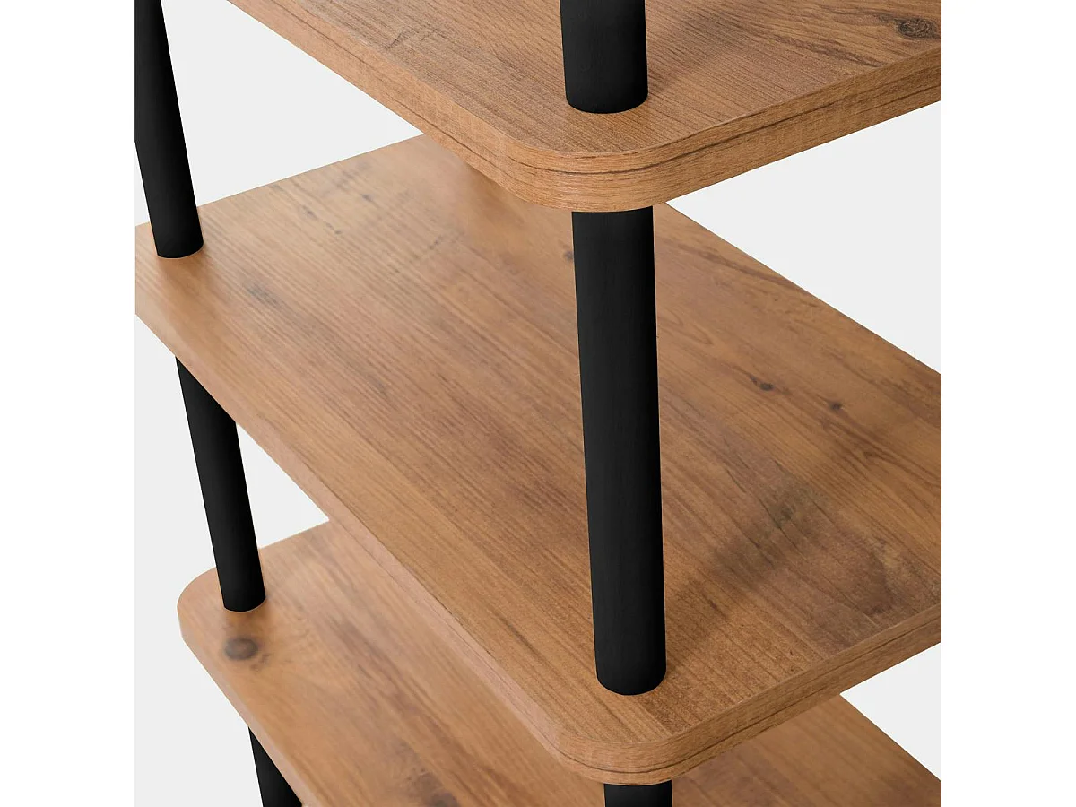 Bibliothèque moderne ouverte effet bois et métal noir MARFA