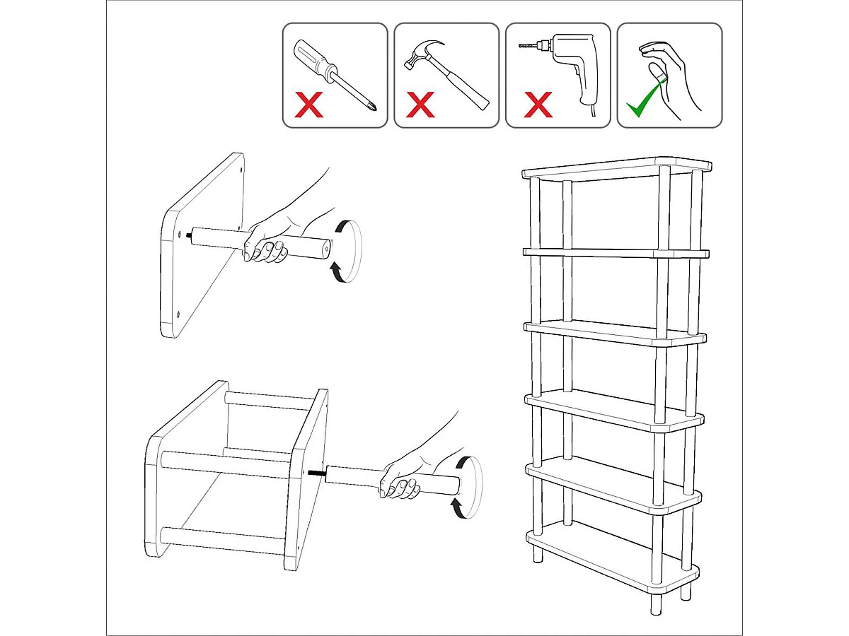 Bibliothèque moderne ouverte effet bois et métal noir MARFA