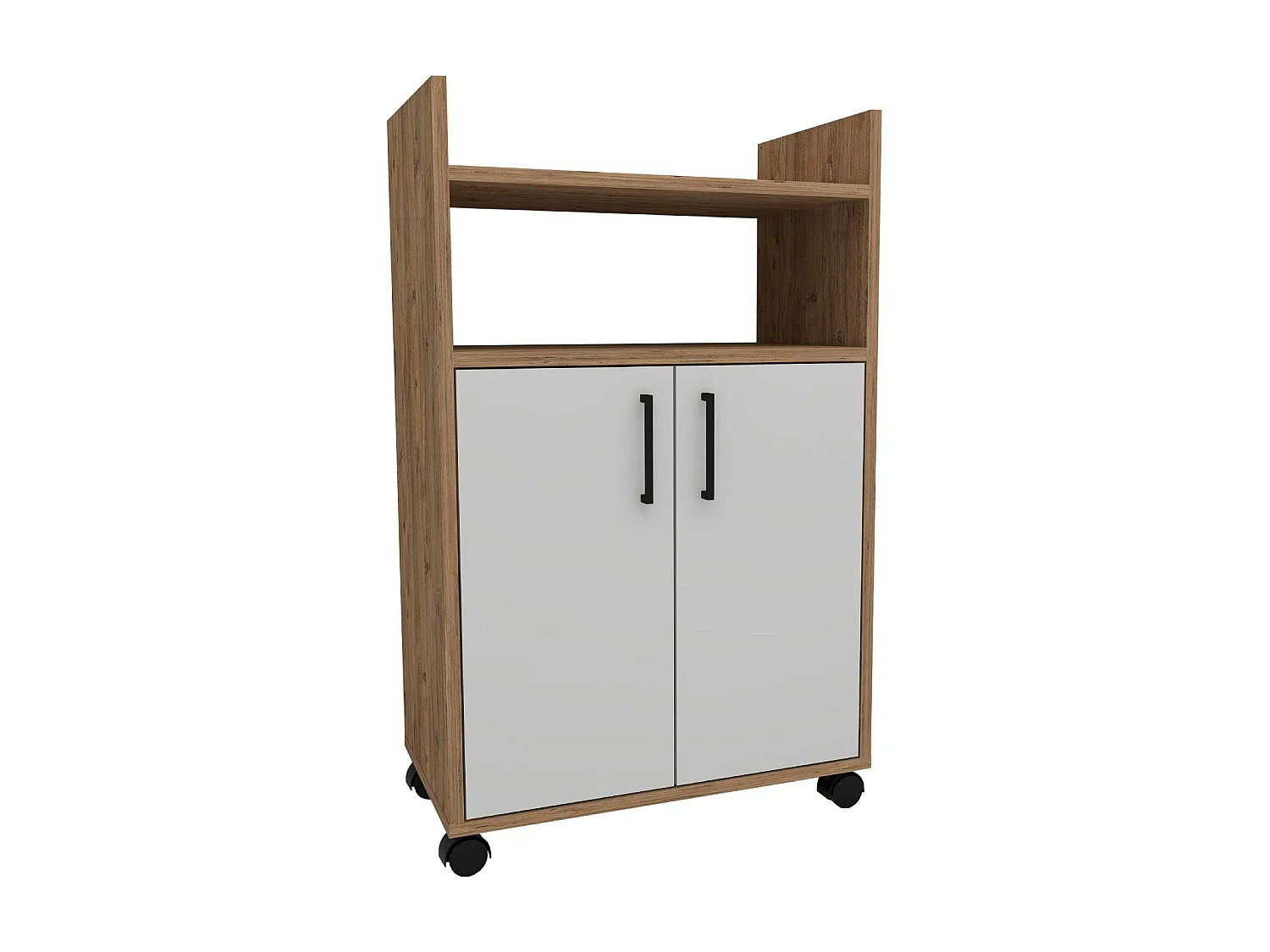 Meuble de rangement sur roulettes 2 portes blanches MARFA