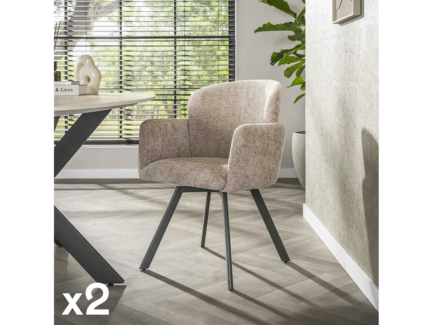 Fauteuil de table pivotant beige texturé (lot de 2) CREEK