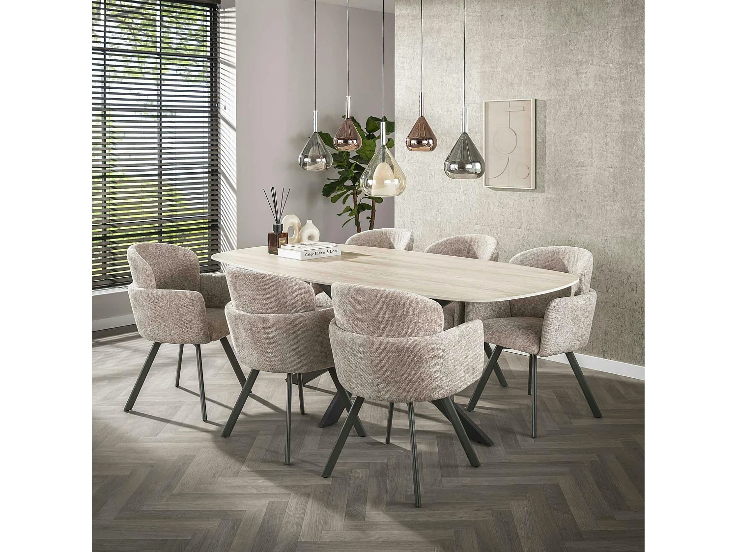 Fauteuil de table pivotant beige texturé (lot de 2) CREEK