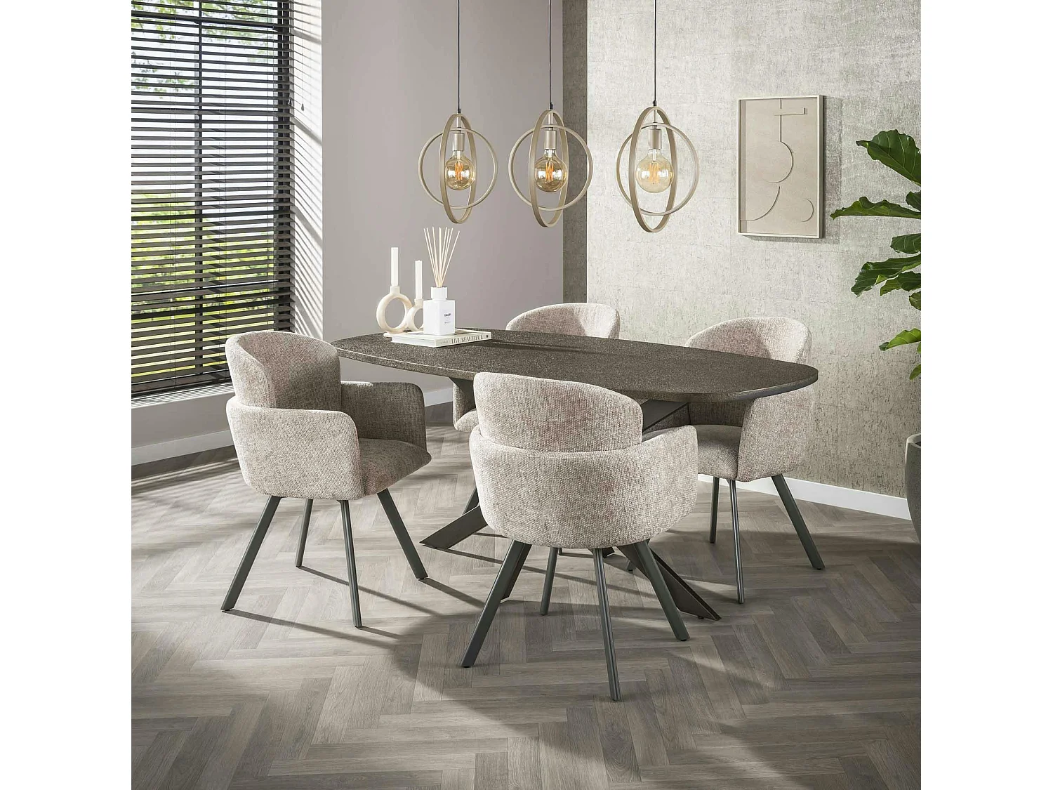 Fauteuil de table pivotant beige texturé (lot de 2) CREEK