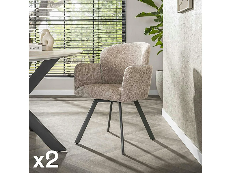 Fauteuil de table pivotant beige texturé (lot de 2) CREEK