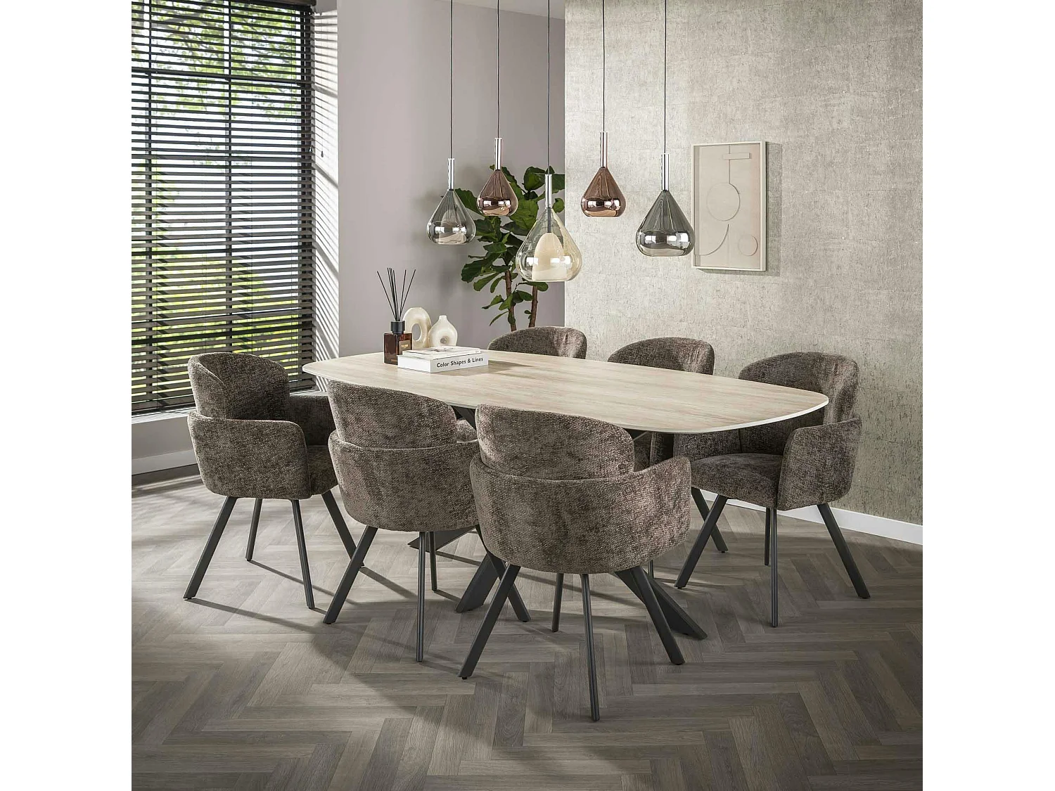 Fauteuil de table pivotant taupe texturé (lot de 2) CREEK