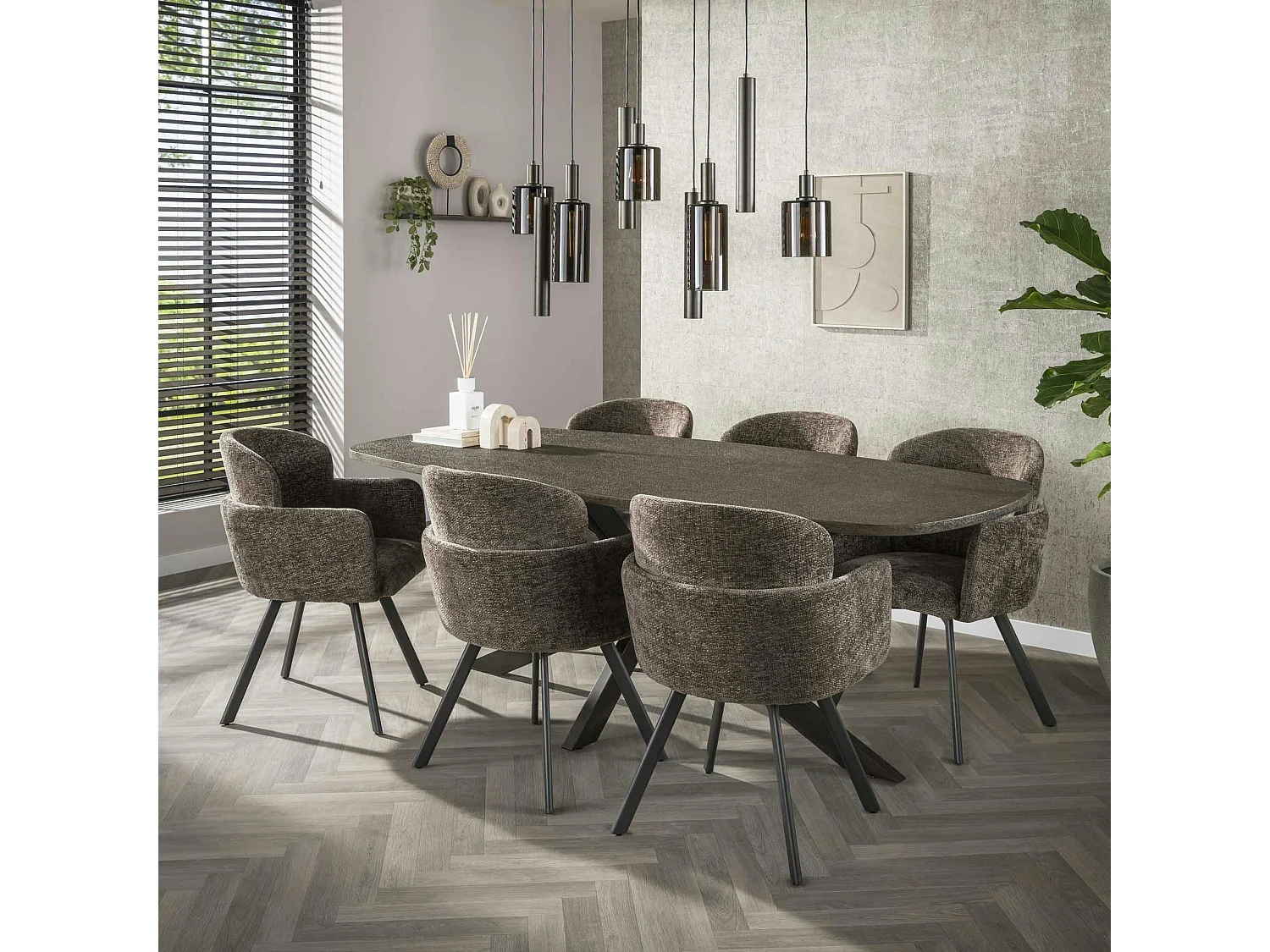 Fauteuil de table pivotant taupe texturé (lot de 2) CREEK