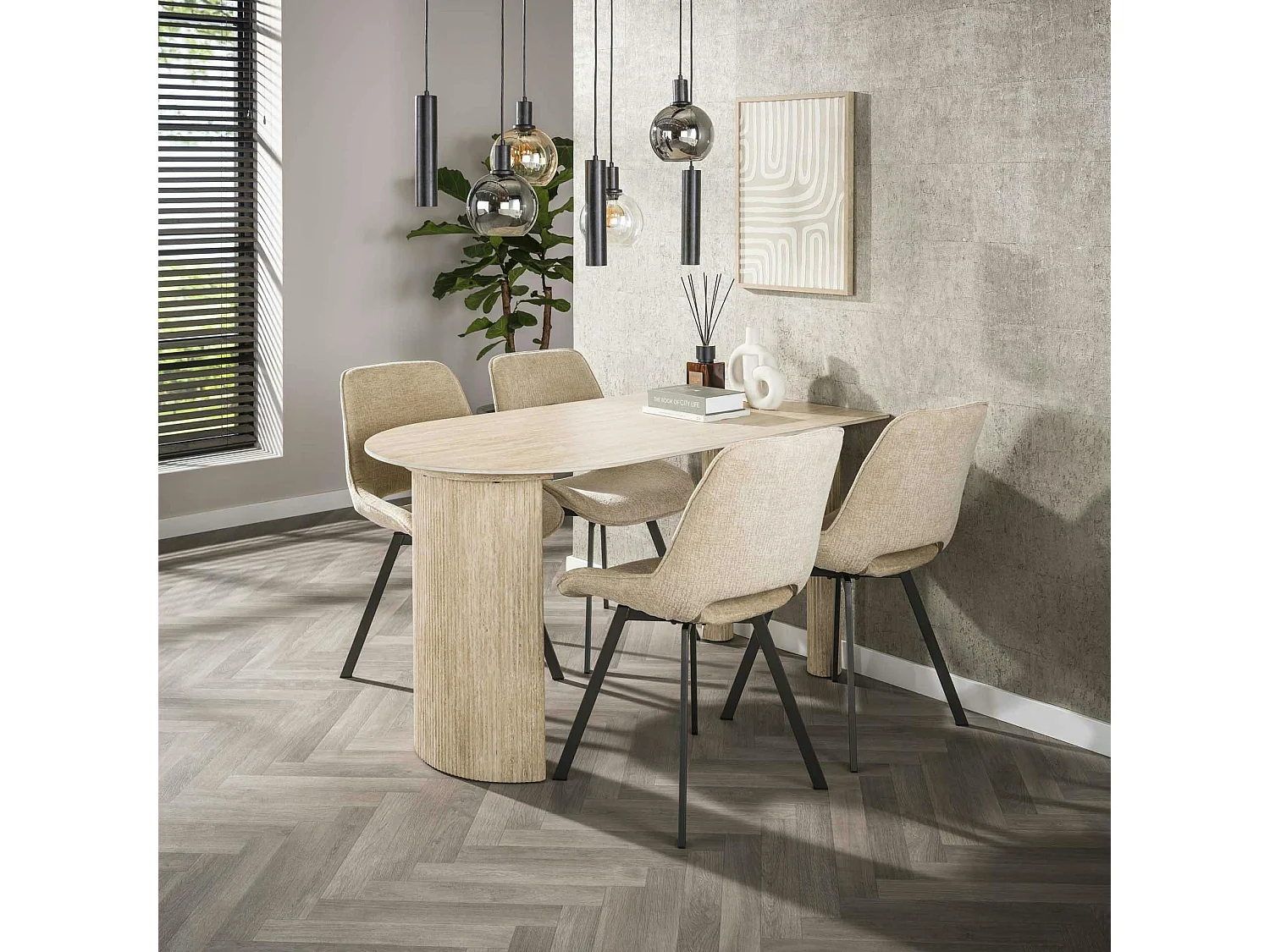 Chaise pivotante beige sable dossier ouvert (lot de 2) ASCOLI