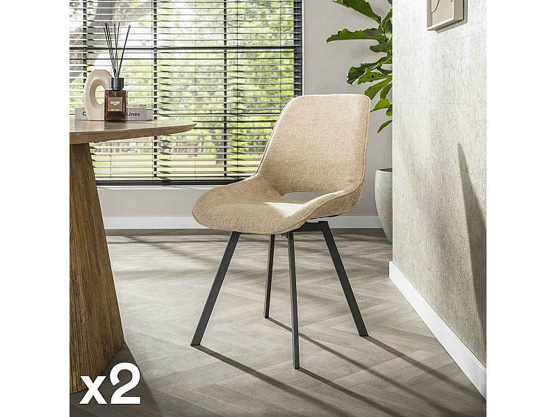 Chaise pivotante beige sable dossier ouvert (lot de 2) ASCOLI